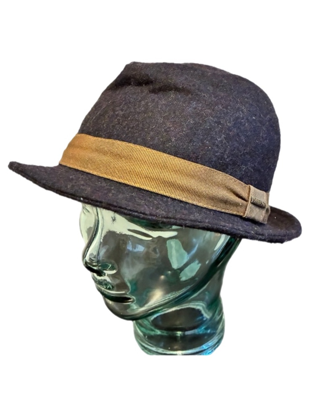 Stetson Vintage Gray Wool Felt Fedora Trilby Hat Contrasting Tan Ribbon Medium